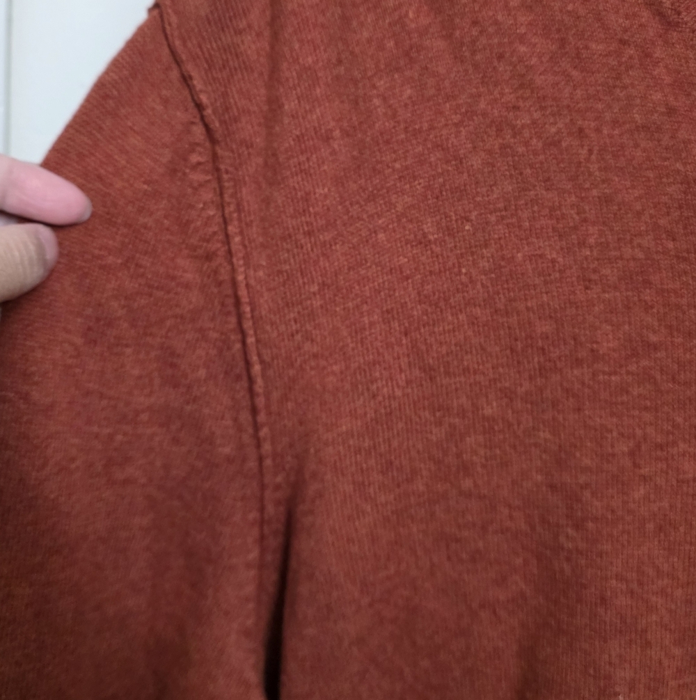 Marc Anthony Mens Rust Cotton Cashmere Blend Soft Knit V-Neck Pull Over Sweater - Picture 7 of 14